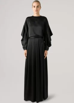 Discount St. John Satin Open Back Top Midnight