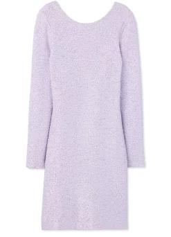 Clearance St. John Sequin Knit Long Sleeve Dress Dusty Lavender