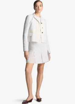Discount St. John Sequin Tweed Open Weave Jacket Ivory Multi