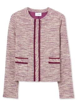 Sale St. John Slub Mouliné Knit Jacket Amethyst/Ecru MultI