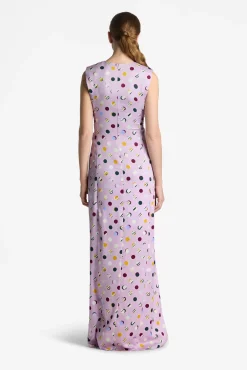 St. John Small Collage Dot Maxi Dress Amethyst Multi