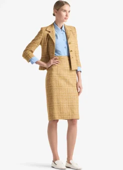 Hot St. John Soft Check Tweed Jacket Tan Multi