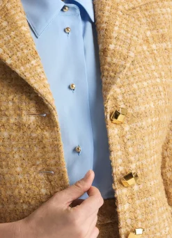 Hot St. John Soft Check Tweed Jacket Tan Multi