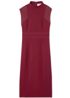 St. John Stretch Cady Mock Neck Dress Raspberry