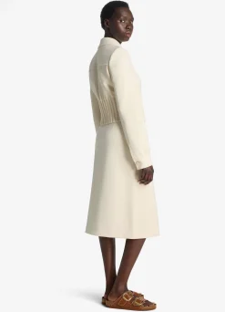 Discount St. John Stretch Crepe Cinched Waist Jacket Ecru