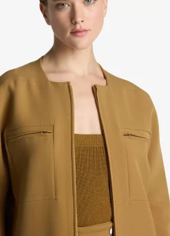 New St. John Stretch Crepe Long Jacket Hazel