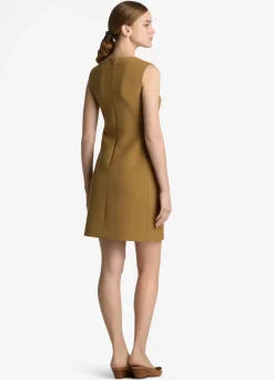 Sale St. John Stretch Crepe Squared V Dress Hazel