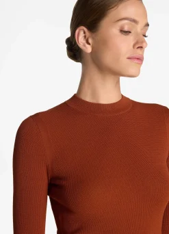 Outlet St. John Stretch Knit Long Sleeve Top Brick