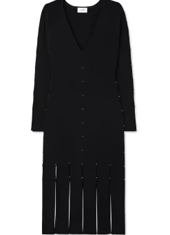 Discount St. John Stretch Knit Slit Dress Black