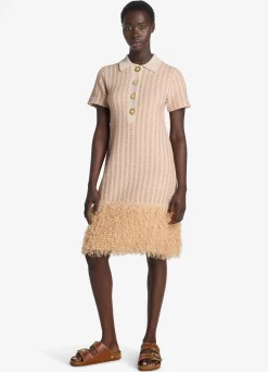 Discount St. John Stretch Lurex Knit Dress Light Peony Multi