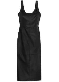 Outlet St. John Stretch Nappa Leather Dress Black