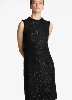 Sale St. John Stretch Sequin Dress Black