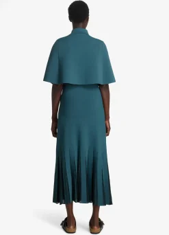 Discount St. John Stretch Viscose Knit Cape Prussian Blue