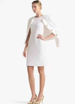 Clearance St. John Textured Boucle Knit Jacket Optic White