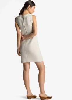 St. John Textured Open Weave Dress Ivory Multi