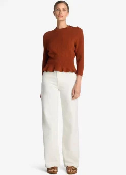 Sale St. John Textured Stitch Knit Sweater Brick