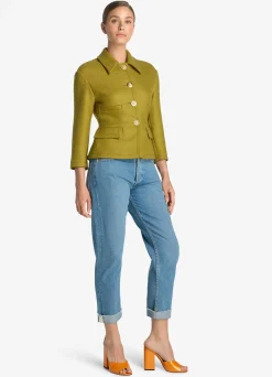 St. John Textured Wool Short Jacket Moss