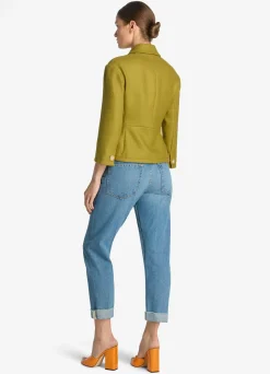 St. John Textured Wool Short Jacket Moss