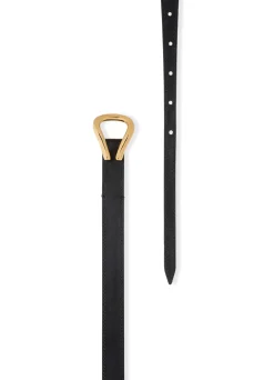 Sale St. John Thin Leather Loop Belt Black