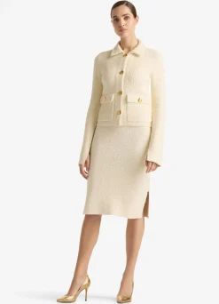 Online St. John Tweed Racking Stitch Jacket Ecru/Vanilla