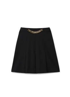 New St. John Twill Skirt with Chain Black