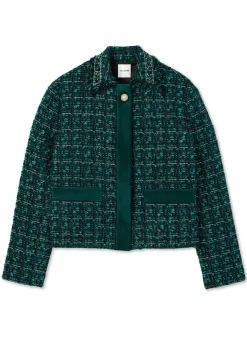 Online St. John Twill Tweed Mixed Media Jacket Spruce Multi