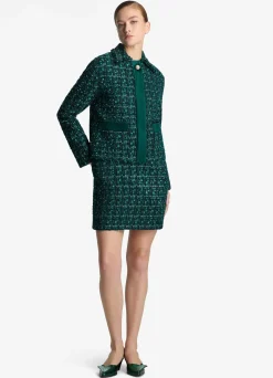 Online St. John Twill Tweed Mixed Media Jacket Spruce Multi