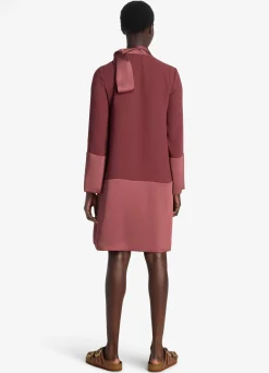 Online St. John Two Tone Satin Back Crepe Dress Cranberry