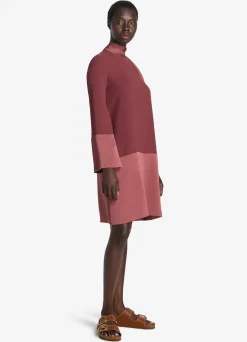 Online St. John Two Tone Satin Back Crepe Dress Cranberry