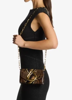 Clearance St. John Water Snake Mini Loop Handbag Brown Multi