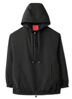 Outlet St. John Woven Hood Coat Black